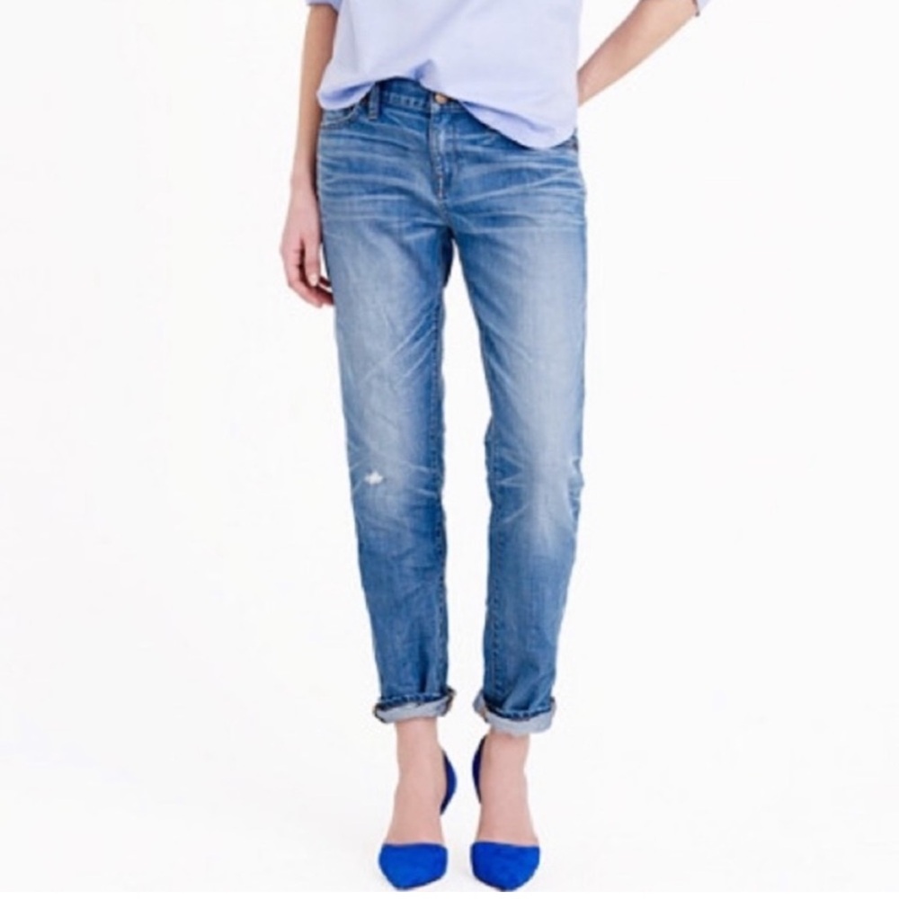 J Crew Slim Boyfriend jeans raw dropped hem
